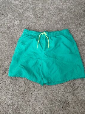 Jordan Men’s Teal Swim Trunks with Yellow Drawstring